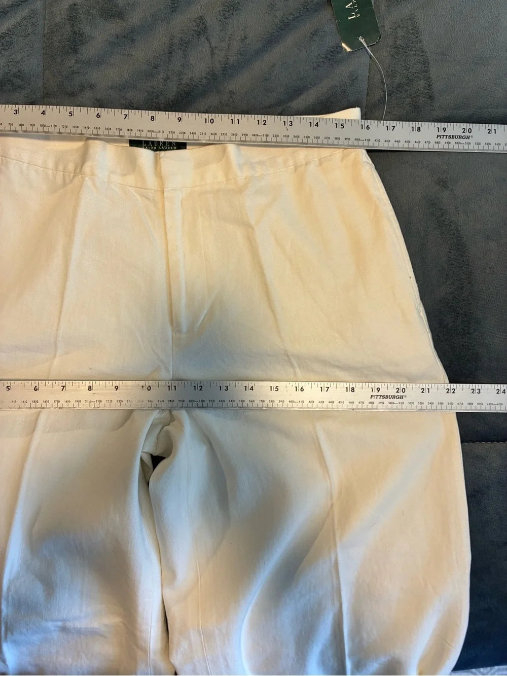 VTG Lauren Ralph Lauren Colonial Cream 8 Linen Cotton Blend WIDE Leg Slacks
